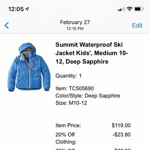 LL Bean Summit Waterproof Ski Jacket